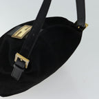 FENDI Mamma Baguette Shoulder Bag Suede Blackyk11454