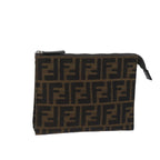 FENDI Zucca Canvas Pouch Brown Blackyk11460