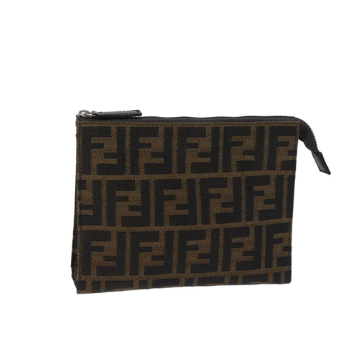 FENDI Zucca Canvas Pouch Brown Blackyk11460