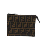 FENDI Zucca Canvas Pouch Brown Blackyk11460