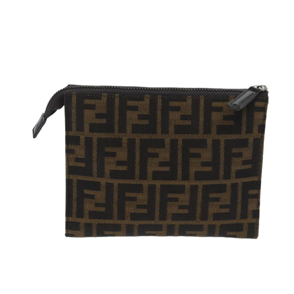 FENDI Zucca Canvas Pouch Brown Blackyk11460