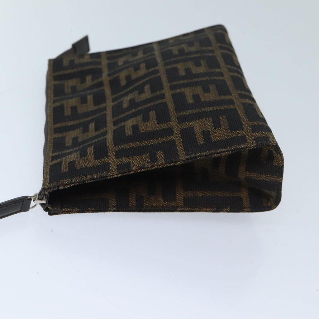 FENDI Zucca Canvas Pouch Brown Blackyk11460