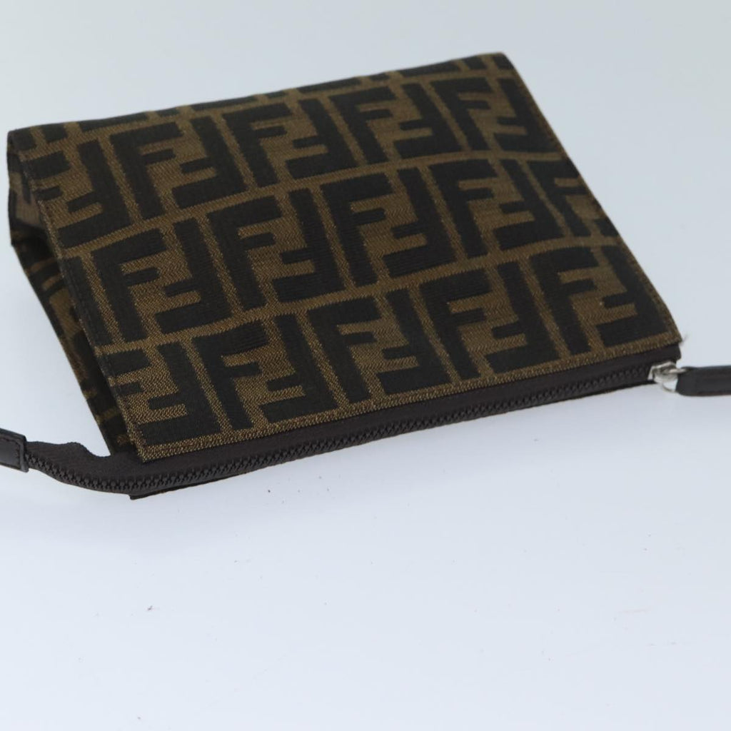 FENDI Zucca Canvas Pouch Brown Blackyk11460