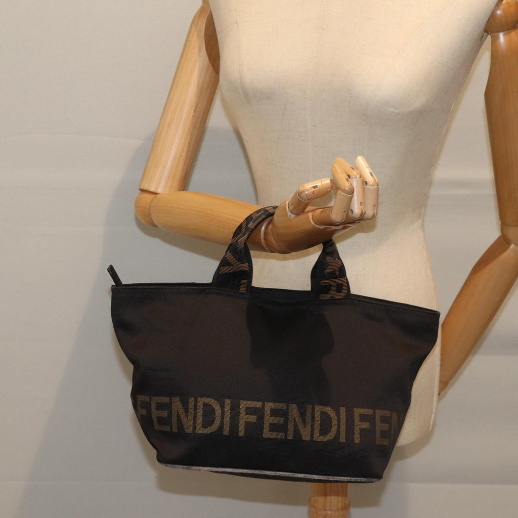 FENDI Hand Bag Canvas Blackyk11461