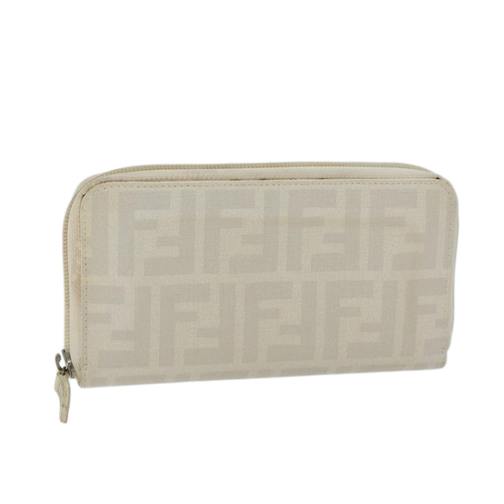 FENDI Zucca Canvas Long Wallet Whiteyk11469