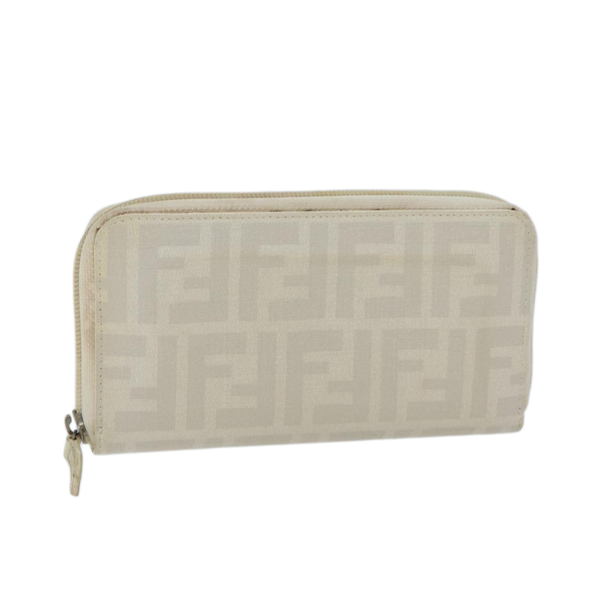 FENDI Zucca Canvas Long Wallet Whiteyk11469