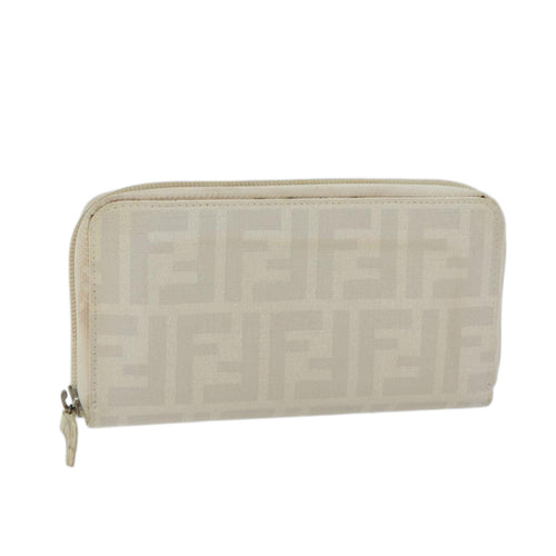 FENDI Zucca Canvas Long Wallet Whiteyk11469