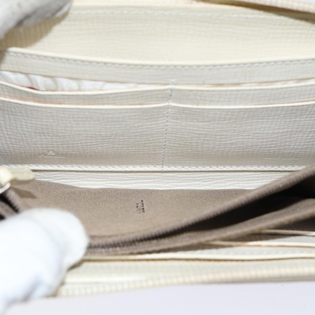 FENDI Zucca Canvas Long Wallet Whiteyk11469