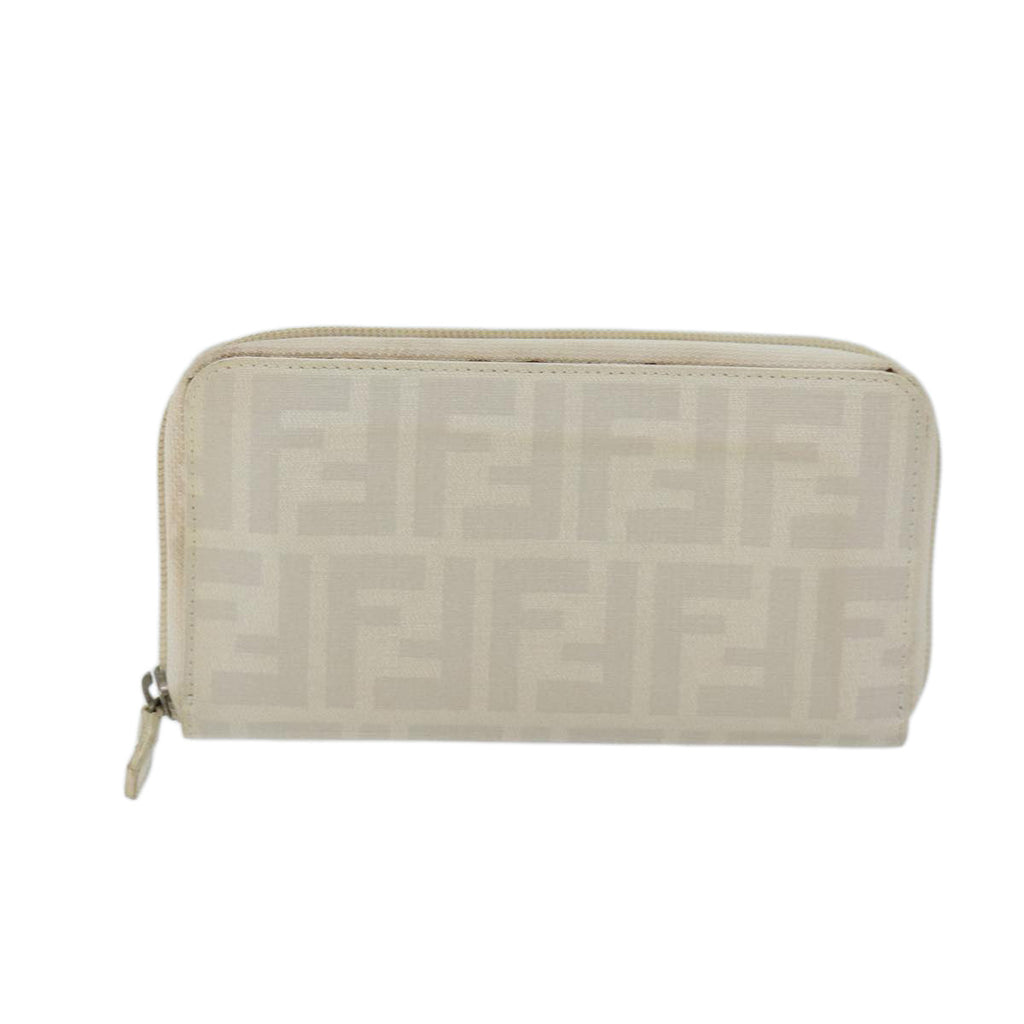 FENDI Zucca Canvas Long Wallet Whiteyk11469