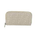FENDI Zucca Canvas Long Wallet Whiteyk11469