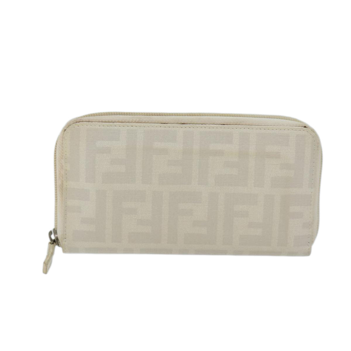 FENDI Zucca Canvas Long Wallet Whiteyk11469