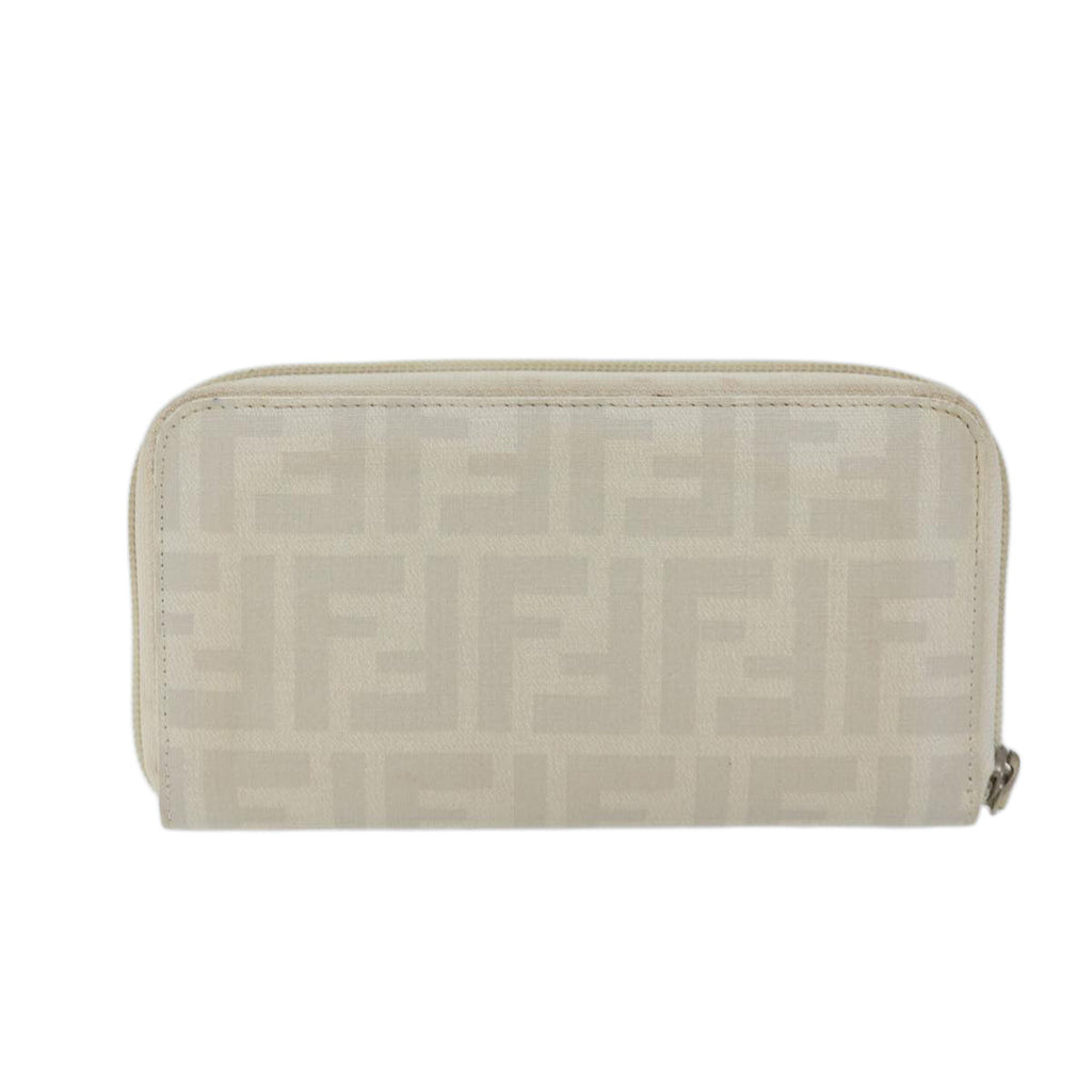 FENDI Zucca Canvas Long Wallet Whiteyk11469
