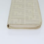 FENDI Zucca Canvas Long Wallet Whiteyk11469
