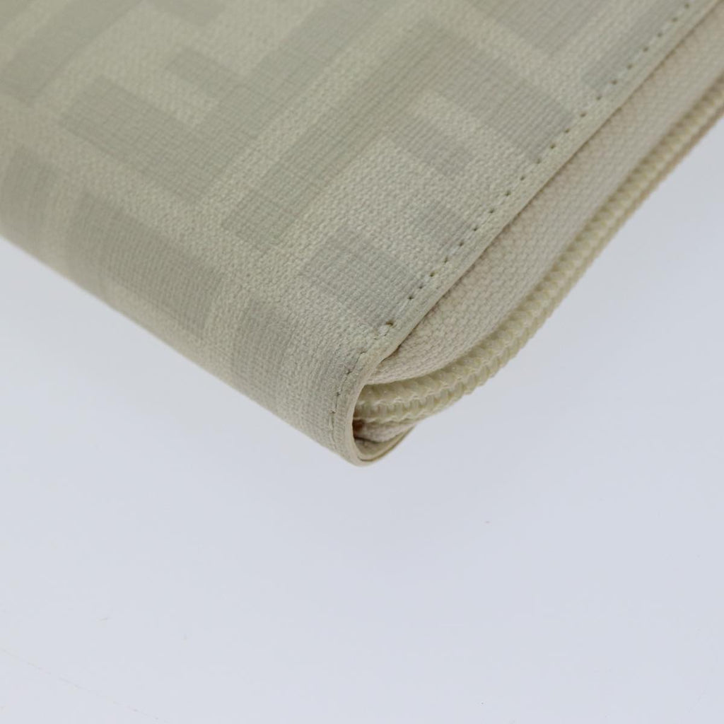 FENDI Zucca Canvas Long Wallet Whiteyk11469