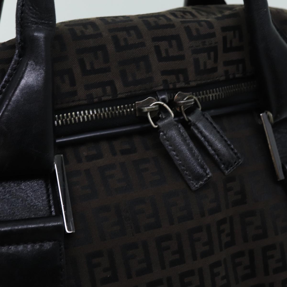 FENDI Zucchino Canvas Boston Bag Blackyk11470