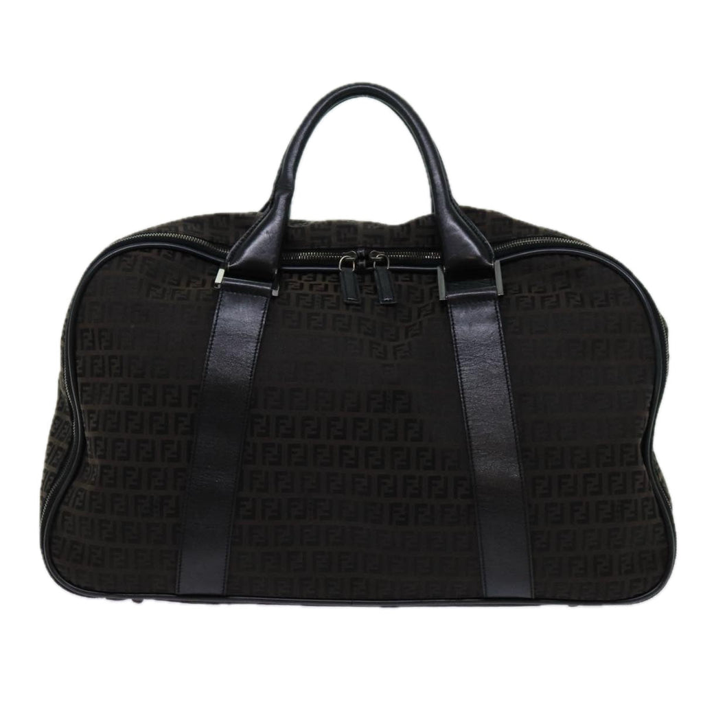 FENDI Zucchino Canvas Boston Bag Blackyk11470