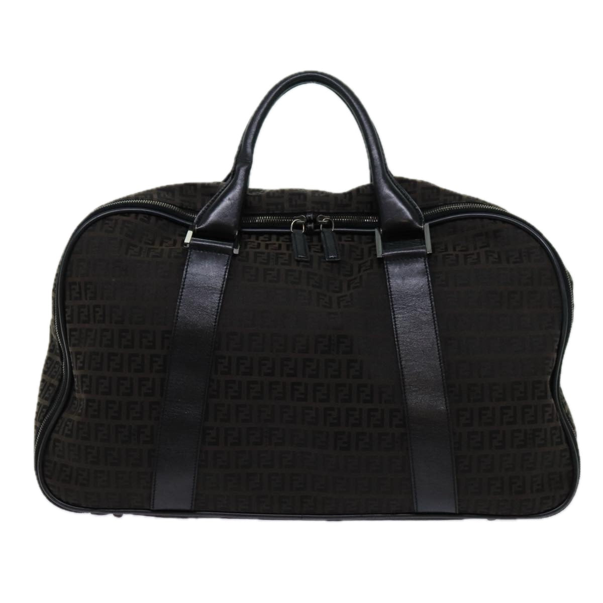 FENDI Zucchino Canvas Boston Bag Blackyk11470