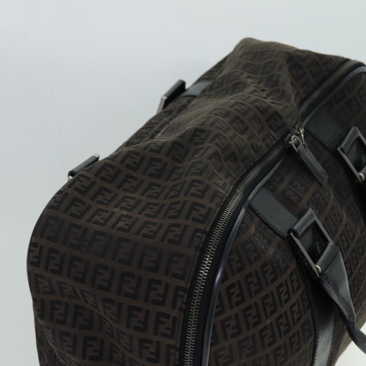 FENDI Zucchino Canvas Boston Bag Blackyk11470