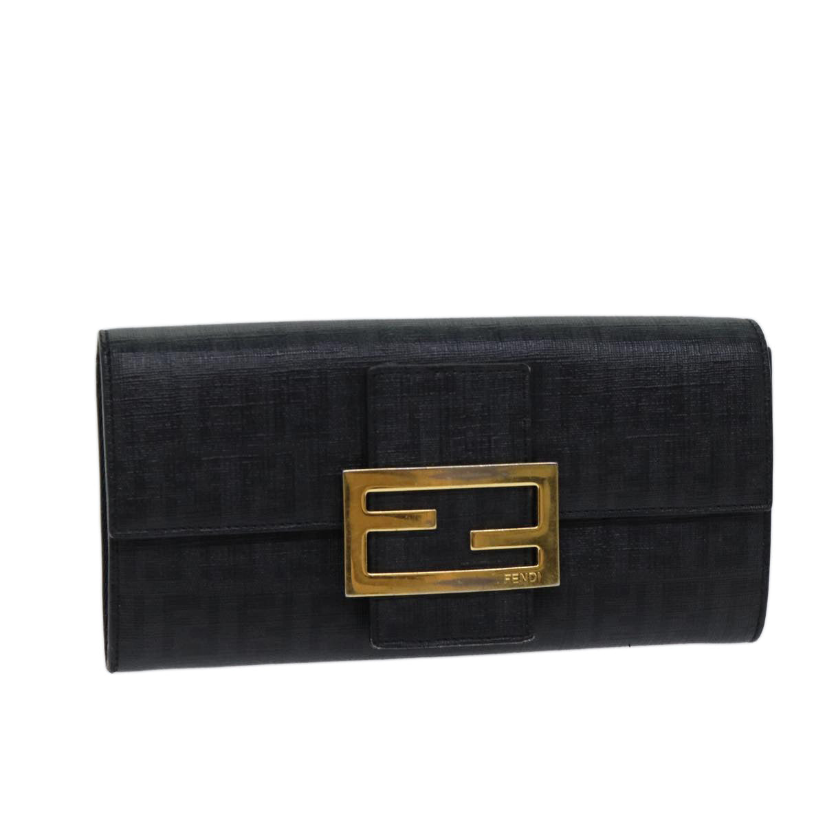 FENDI Zucchino Canvas Long Wallet Blackyk11478