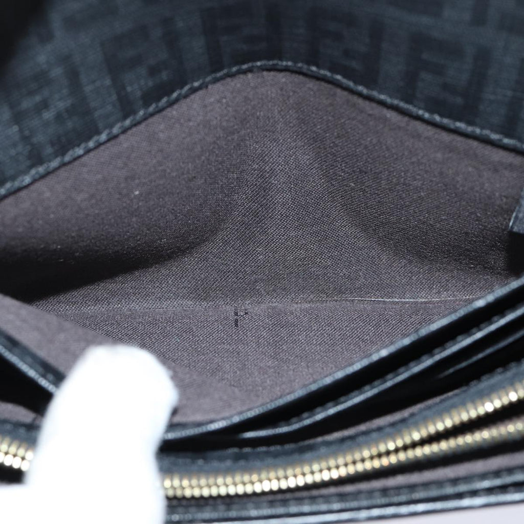 FENDI Zucchino Canvas Long Wallet Blackyk11478