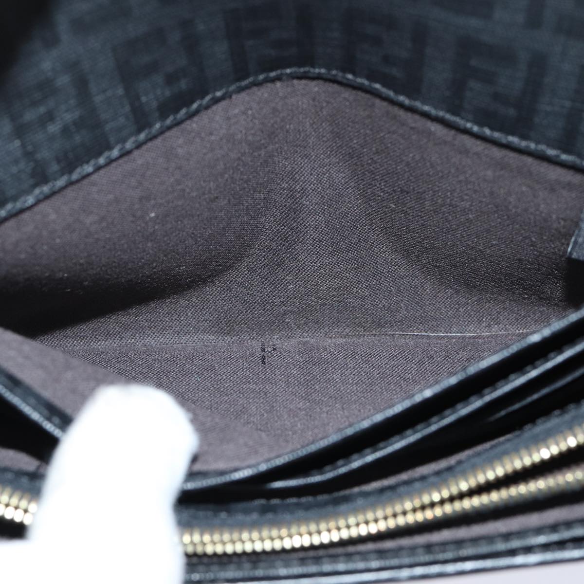FENDI Zucchino Canvas Long Wallet Blackyk11478