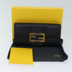 FENDI Zucchino Canvas Long Wallet Blackyk11478