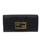 FENDI Zucchino Canvas Long Wallet Blackyk11478