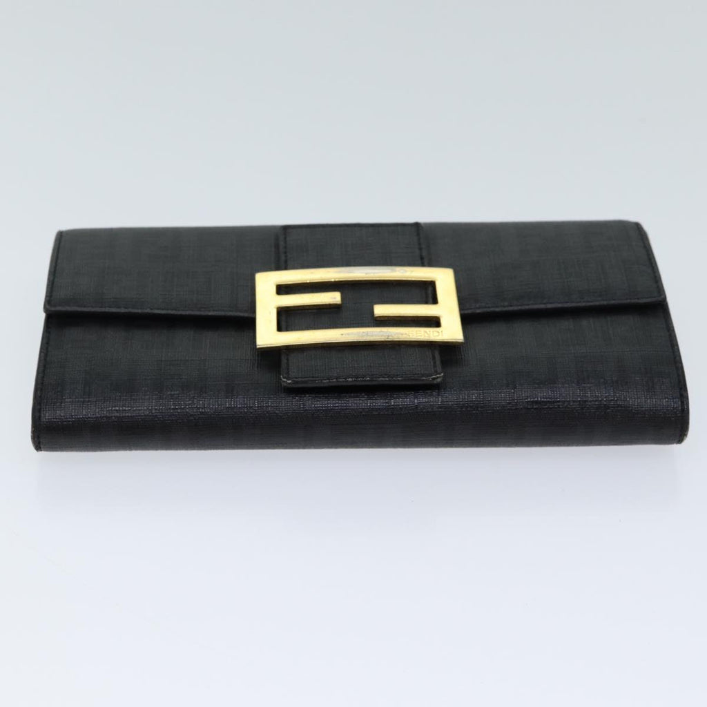 FENDI Zucchino Canvas Long Wallet Blackyk11478