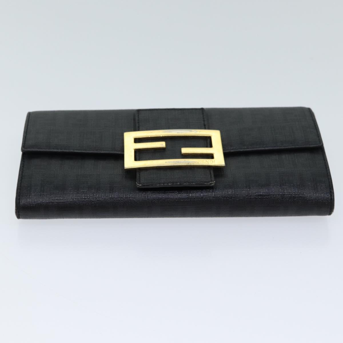 FENDI Zucchino Canvas Long Wallet Blackyk11478
