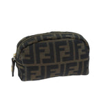 FENDI Zucca Canvas Pouch Brown Blackyk11488