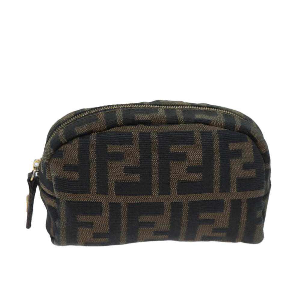 FENDI Zucca Canvas Pouch Brown Blackyk11488
