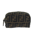 FENDI Zucca Canvas Pouch Brown Blackyk11488