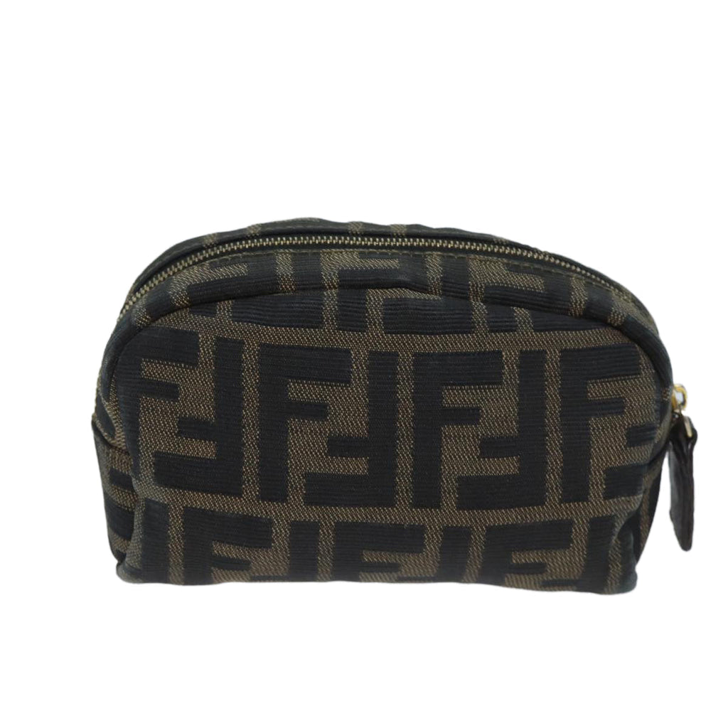 FENDI Zucca Canvas Pouch Brown Blackyk11488