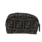 FENDI Zucca Canvas Pouch Brown Blackyk11488