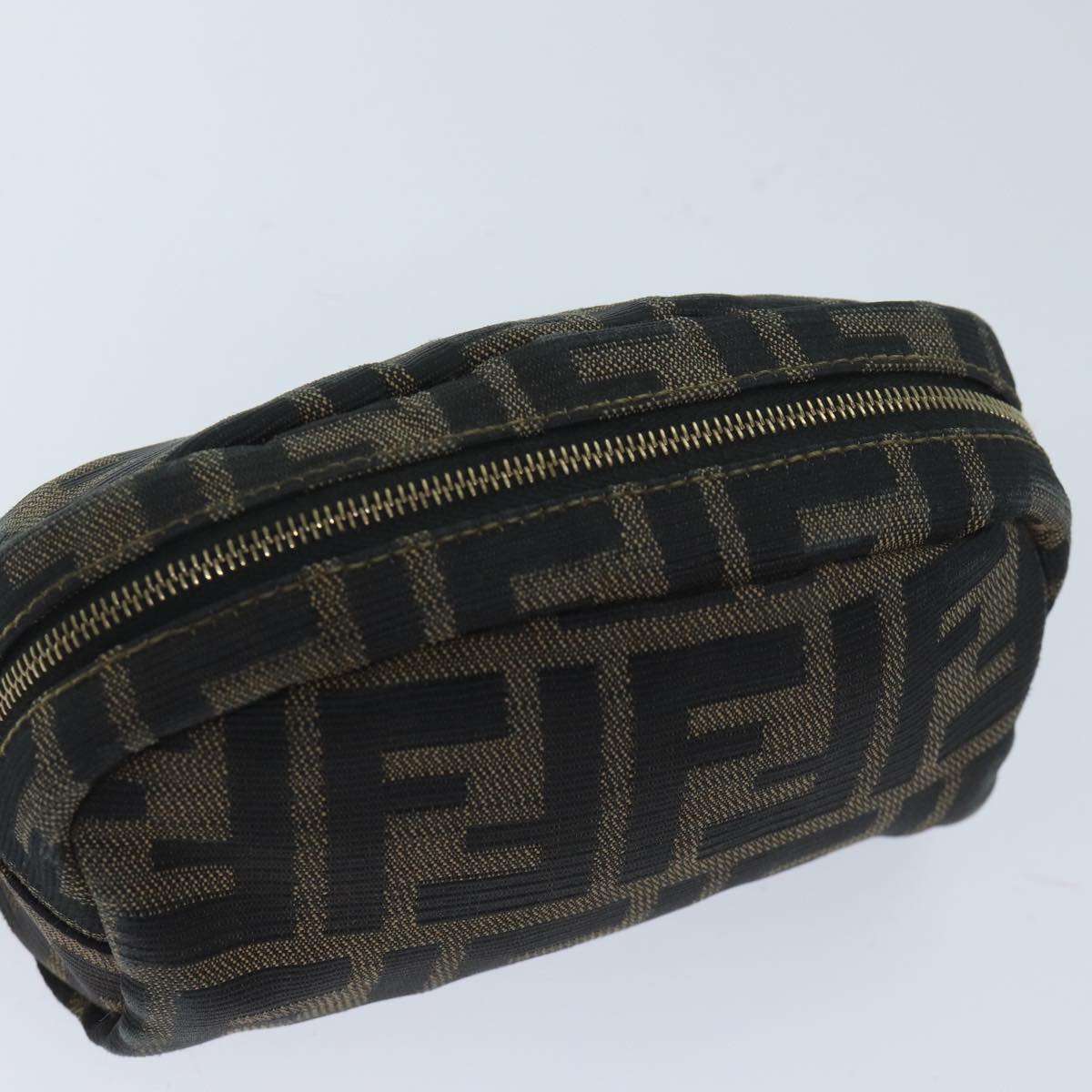 FENDI Zucca Canvas Pouch Brown Blackyk11488