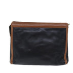 CELINE Clutch Bag Leather Black Auth yk11513
