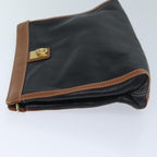 CELINE Clutch Bag Leather Black Auth yk11513