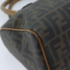FENDI Zucca Canvas Boston Bag Brown Blackyk11516