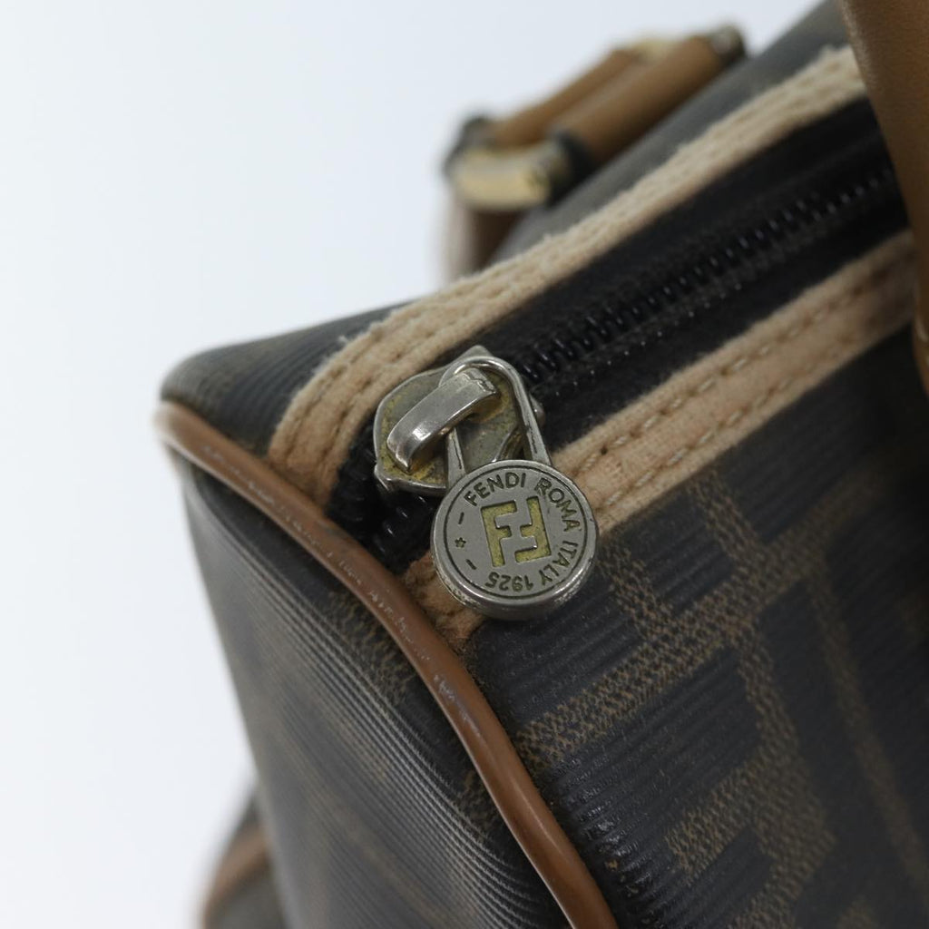 FENDI Zucca Canvas Boston Bag Brown Blackyk11516