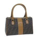 FENDI Zucca Canvas Boston Bag Brown Blackyk11516