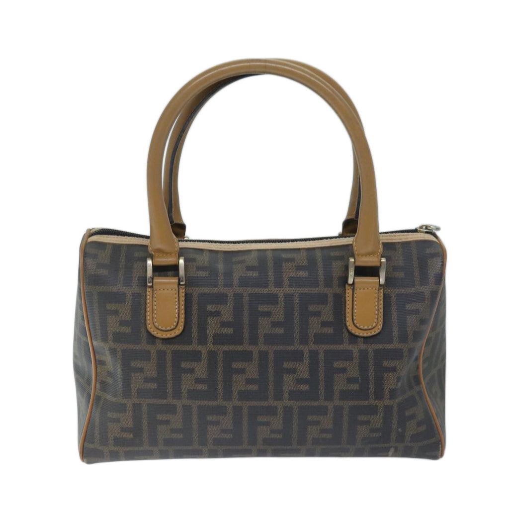 FENDI Zucca Canvas Boston Bag Brown Blackyk11516