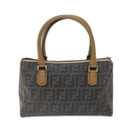 FENDI Zucca Canvas Boston Bag Brown Blackyk11516