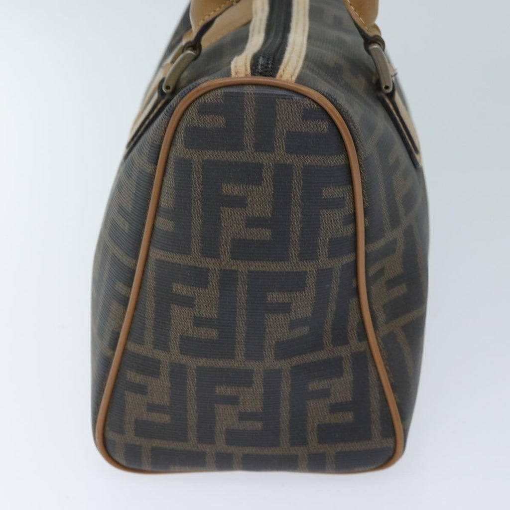 FENDI Zucca Canvas Boston Bag Brown Blackyk11516