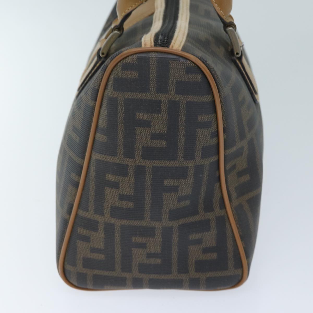 FENDI Zucca Canvas Boston Bag Brown Blackyk11516