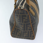 FENDI Zucca Canvas Boston Bag Brown Blackyk11516