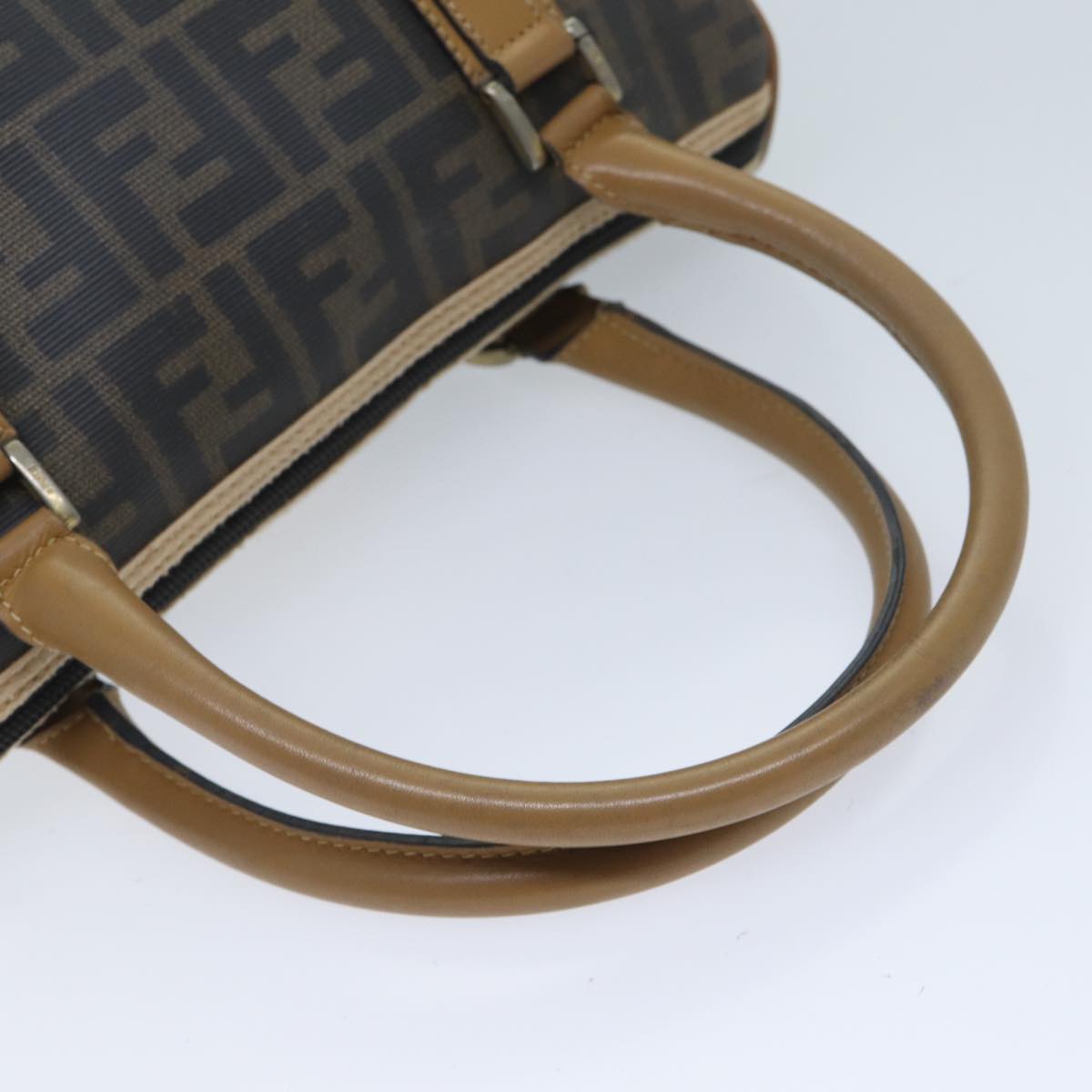 FENDI Zucca Canvas Boston Bag Brown Blackyk11516