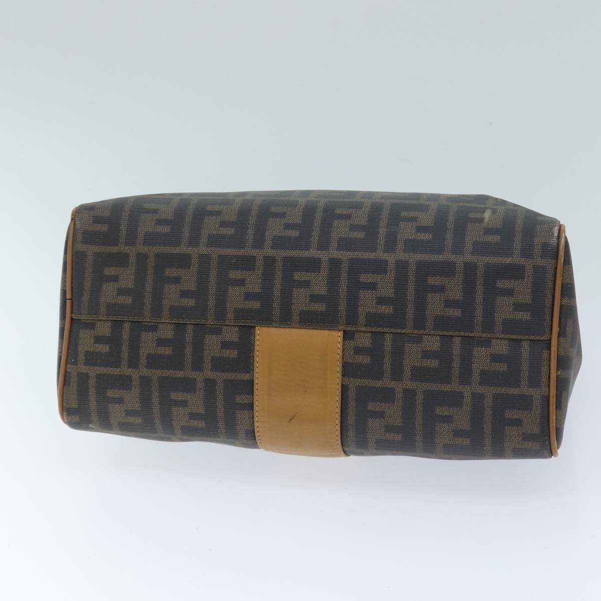 FENDI Zucca Canvas Boston Bag Brown Blackyk11516