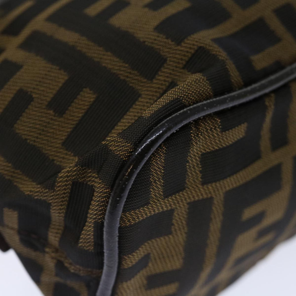 FENDI Zucca Canvas Hand Bag Brown Blackyk11574