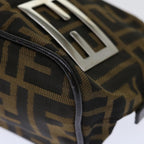 FENDI Zucca Canvas Hand Bag Brown Blackyk11574