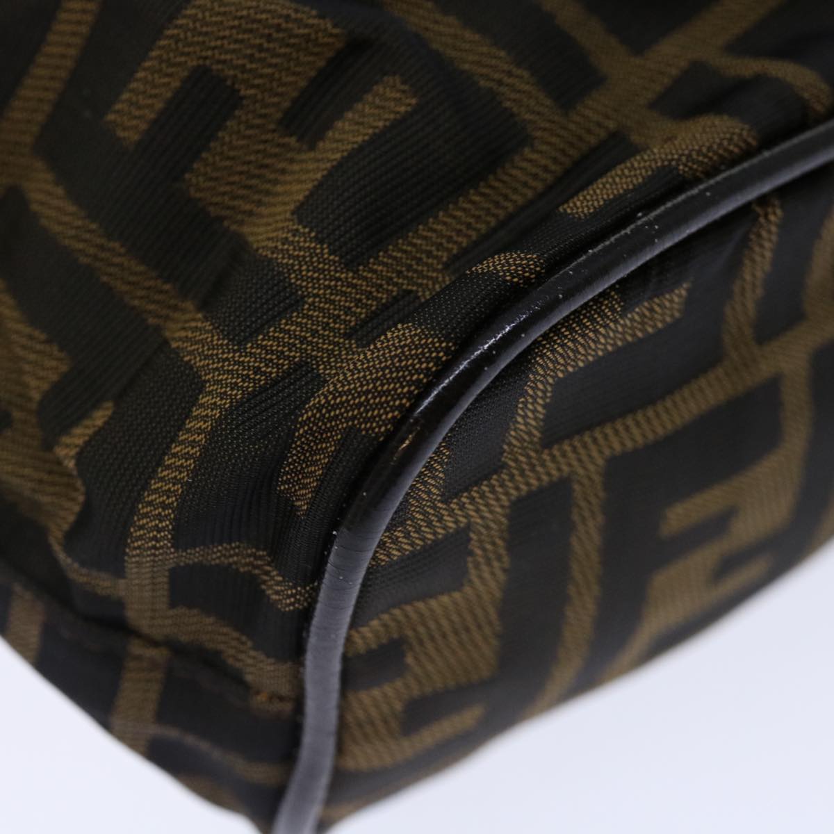 FENDI Zucca Canvas Hand Bag Brown Blackyk11574